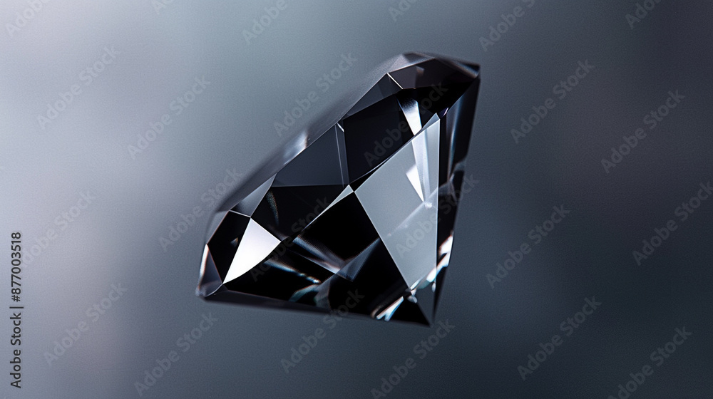 Wall mural Minimal 3D render of a floating diamond shape on a solid jet black background .