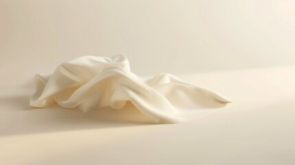 Minimal 3D render of a folded sheet on a solid cream background