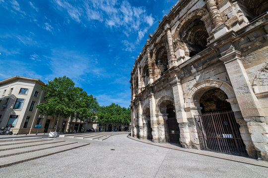 Roman amphitheatre, Nimes, Gard, Occitania, France, Europe