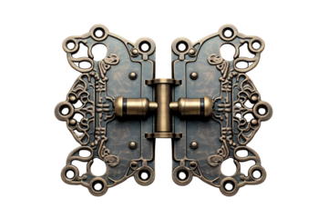 Ornate Antique Brass Door Latches With Intricate Detail on a White or Clear Surface PNG Transparent Background.