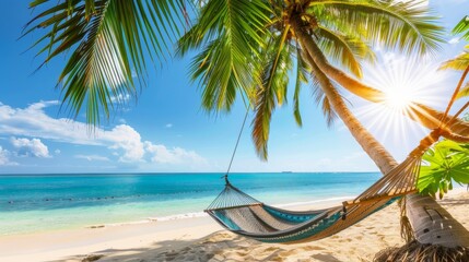 Fototapeta premium Paradise, exotic tropical sun, beach, sea, island for vacation travel