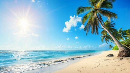 Fototapeta premium Paradise, exotic tropical sun, beach, sea, island for vacation travel