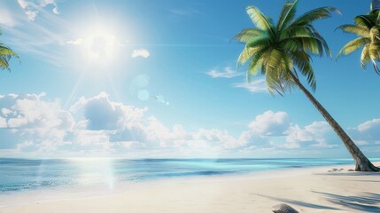 Obraz premium Paradise, exotic tropical sun, beach, sea, island for vacation travel