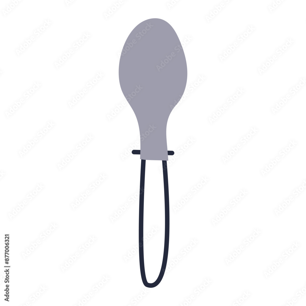 Wall mural Metal spoon icon isolated on white background. Cutlery flat design element tablespoon for travel camping and hiking design. Top view silver tableware. Vector cartoon style kitchenware illustration.