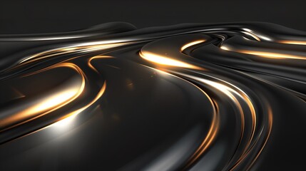 A black background with golden light waves in an elegant and luxury style.