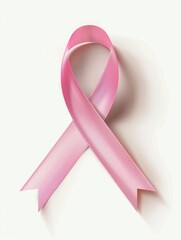 Pink ribbon on white background