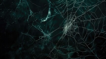 Spider web with water droplets