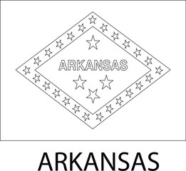 Arkansas Flag, United States Flags, Black and White Image, Vector Image, Color Book design
