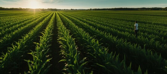 Corn crops horizon farm agriculture.