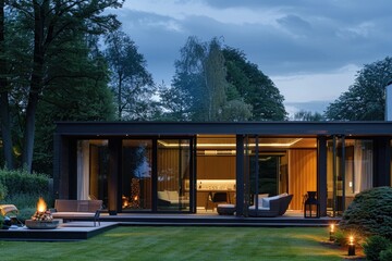 Fototapeta premium House with patio and fire pit