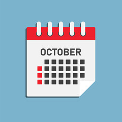 Vector template icon page calendar, month October