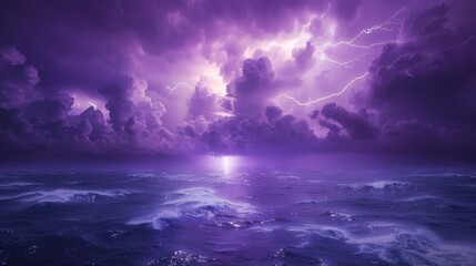 Fototapeta premium Purple Cloudy Sky with Lightning