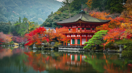 Fototapeta premium The day of the autumn equinox in Japan. symbolizing the balance of the day on the day of the autumnal equinox