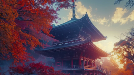 Obraz premium The day of the autumn equinox in Japan. symbolizing the balance of the day on the day of the autumnal equinox