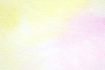 Watercolor background, art abstract surface pink and yellow watercolor painting textured design on white paper background, banner, backdrop, template, poster, wallpaper