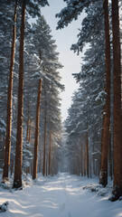 Fototapeta premium Snow-Covered Pine Trees