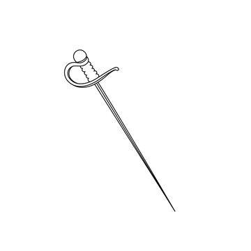 Sword. Vector outline illustration.