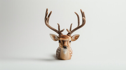 Toy deer antlers and ears stand alone on a white background.