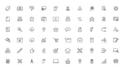 Education and Learning thin line icons set. Education, School, Learning editable stroke icons