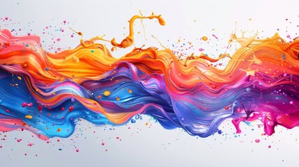 Fototapeta premium Vibrant swirl of multicolored paint splashes creating a dynamic, fluid pattern. Cartoon illustrations vectors Generative AI