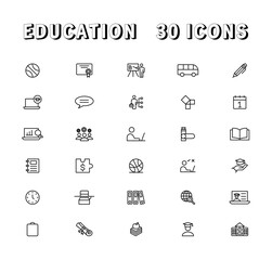 Education and Learning thin line icons set. Education, School, Learning editable stroke icons