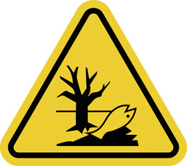 Pollutants sign. Ecological danger to environment. Health risks. Failure to comply with safety rules will lead to environmental problems. Environmental pollution. Warning yellow triangular road sign.