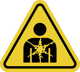Substances hazardous to health sign. Substances that pose a health hazard. Observe safety measures at industrial facilities, laboratories, and chemical plants. Warning yellow triangular road sign. © Oleksandr