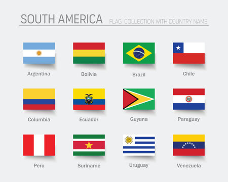 South America flag set. Hight detailed. Vector Illustration