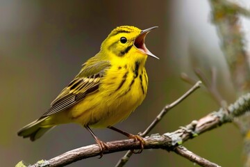 A Prairie Warbler sings its seductive song to attract would be suiters.