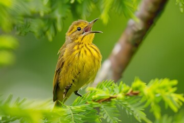 A Prairie Warbler sings its seductive song to attract would be suiters.