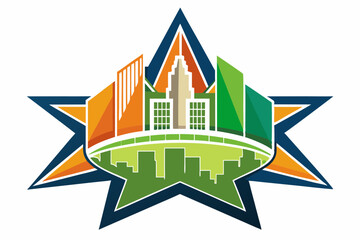 logo of star city vector art illustration 