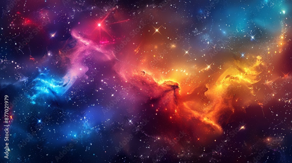 Wall mural abstract representation of space with galaxies, stars, and nebulas in a stunning array of colors. ca