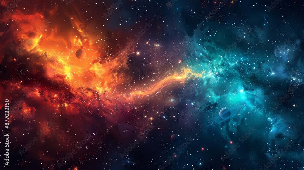 Wall mural abstract representation of space with galaxies, stars, and nebulas in a stunning array of colors. ca