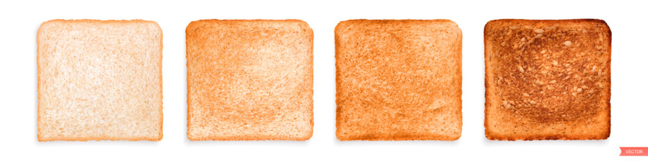Set of sliced roasted toast wheat bread with bran. Close-up of toast. Top view