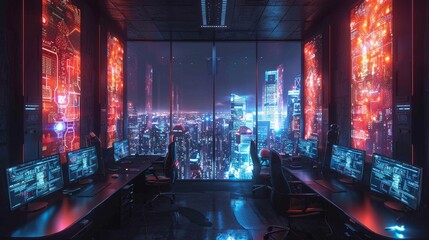 Futuristic Cybersecurity Command Center - Generative AI