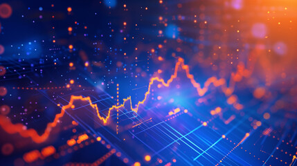 Digital Financial Data Visualization.  A colorful digital visualization of financial data, featuring various charts and graphs with glowing effects on a blue background, representing complex financial