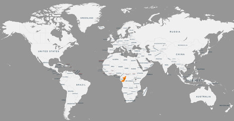 congo  map.Geographical map of congo  with world map highlighted © habib billah