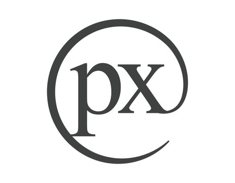 PX logo from two letter with circle shape email sign style. P and X round logotype of business company