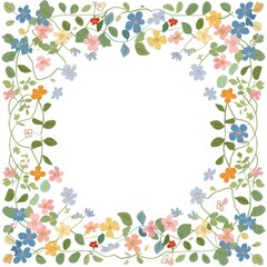 Obraz premium Flower and leaves square border pattern backgrounds graphics.