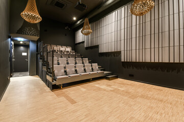 Modern Home Theater Room with Stylish Design and Seating