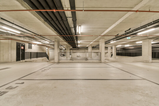 Modern empty underground parking interior design
