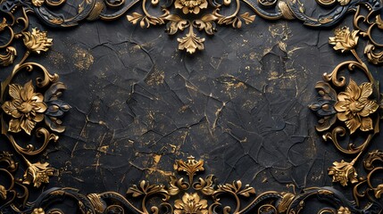 Create a template with luxurious black and gold Thai designs, offering generous space for text and an elegant layout