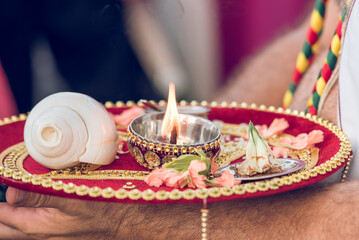 Traditional items at an Indian wedding ceremony