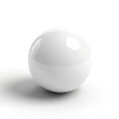 White Ball. Isolated Object Symbol on White Background with Shadow. 3D Rendering