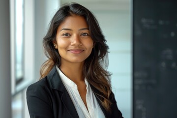 Woman Head. Happy Young Indian Business Woman Portrait, Leader Profile Picture