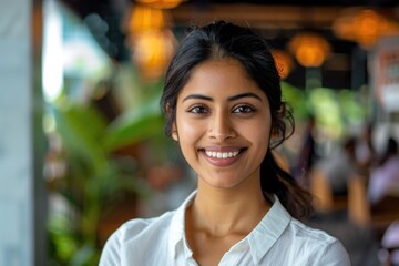Woman Head. Happy Young Indian Businesswoman Leader Smiling Profile Picture