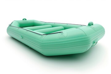 A spacious seafoam green inflatable raft, isolated on a pure white background, perfect for summer water adventures