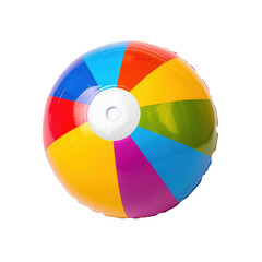 Obraz premium A vibrant rainbow-colored beach ball, perfect for summer beach activities, isolated on a transparent background