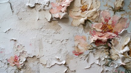 Flowers with some paint wall architecture plaster.
