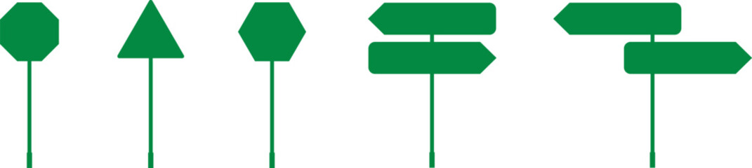 Blank signs vector for information of road direction, maps, text or banner. Road sign in realistic style isolated on white background. Danger blank warning empty sign.